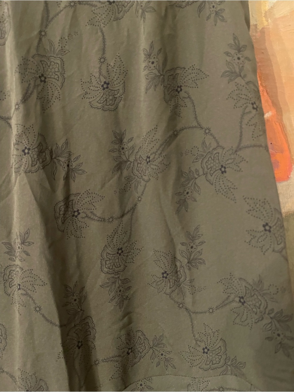 Sundance Olive Green Tiered Silk Maxi Skirt - Picture 2 of 3